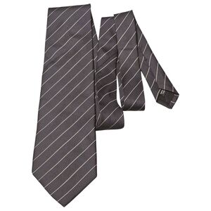 All Silk Imported Fabric Tie – Black with Subtle White Pinstripes